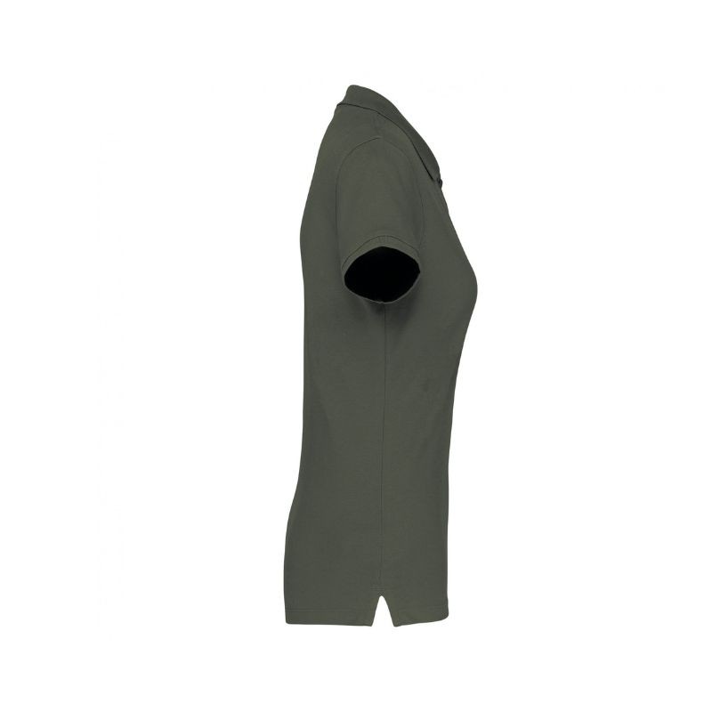 Polo khaki foncé classique femme vue côté