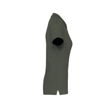 Polo khaki foncé classique femme vue côté