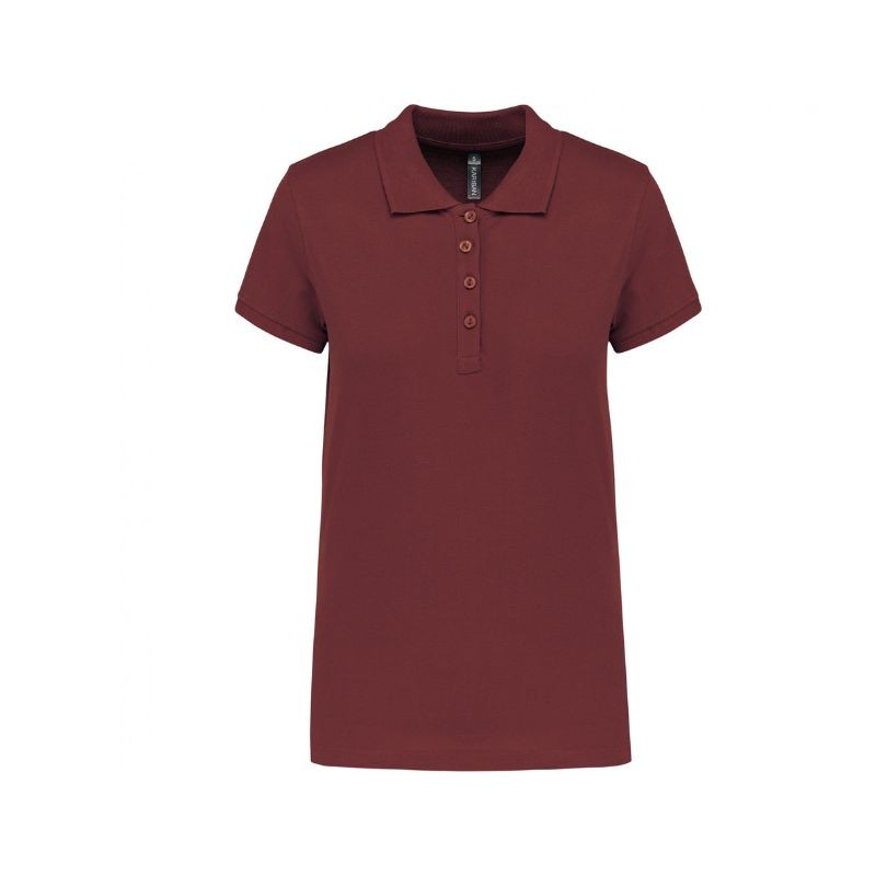 Polo basique femme en coton bordeaux