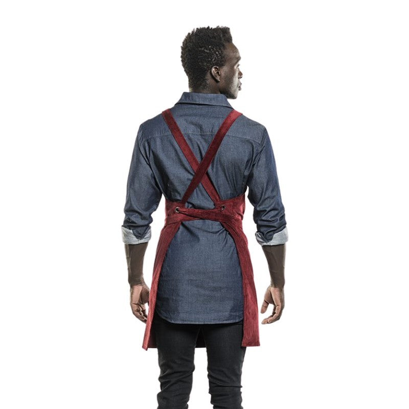 tablier avec attache en croix dans le dos, velours rouge
