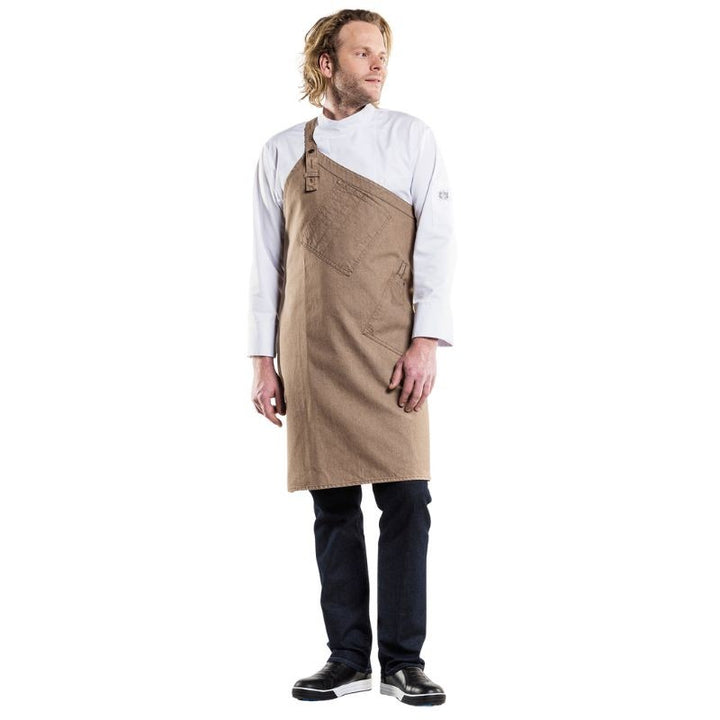 Tablier de cuisine asymétrique beige