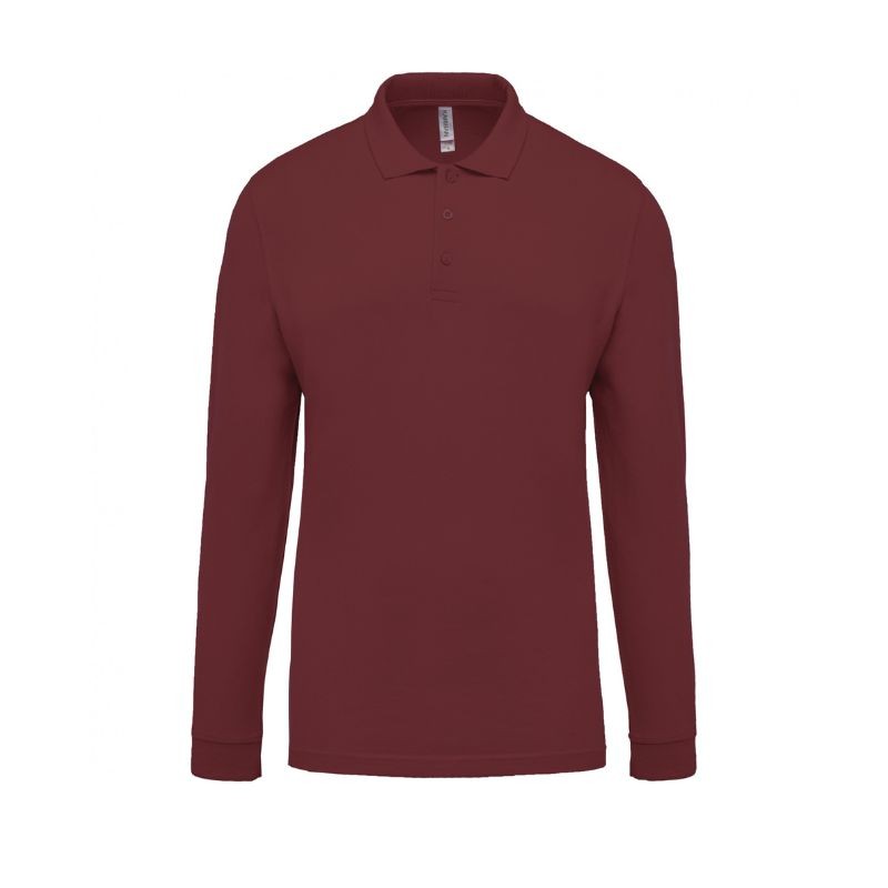 Polo bordeaux manches longues