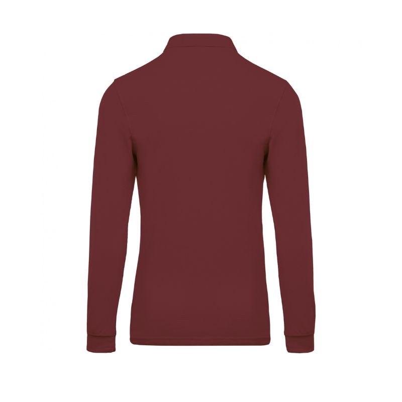 Polo homme rouge bordeaux à manches longues