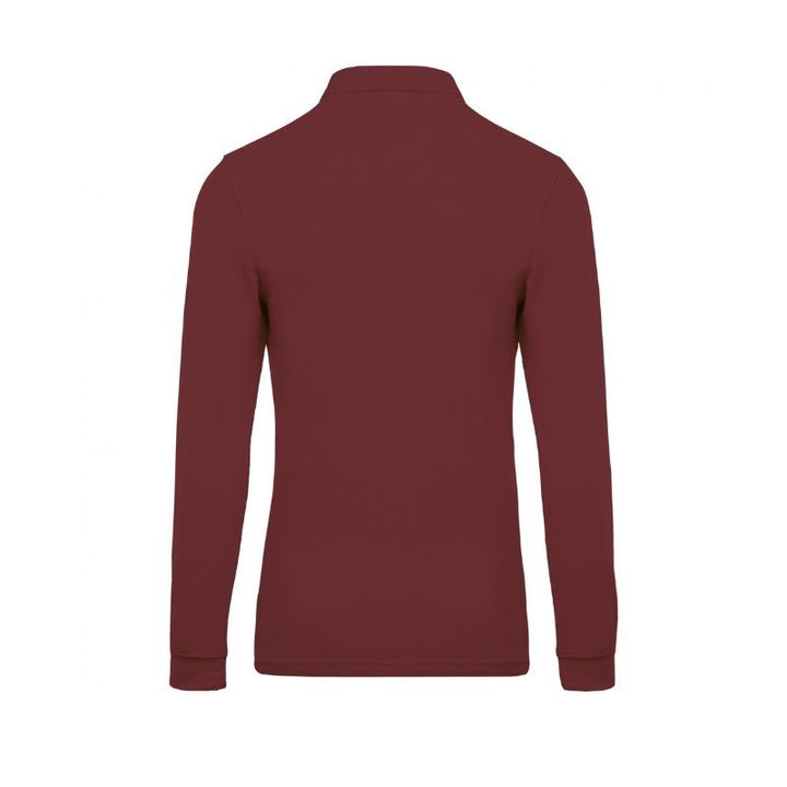 Polo homme rouge bordeaux à manches longues