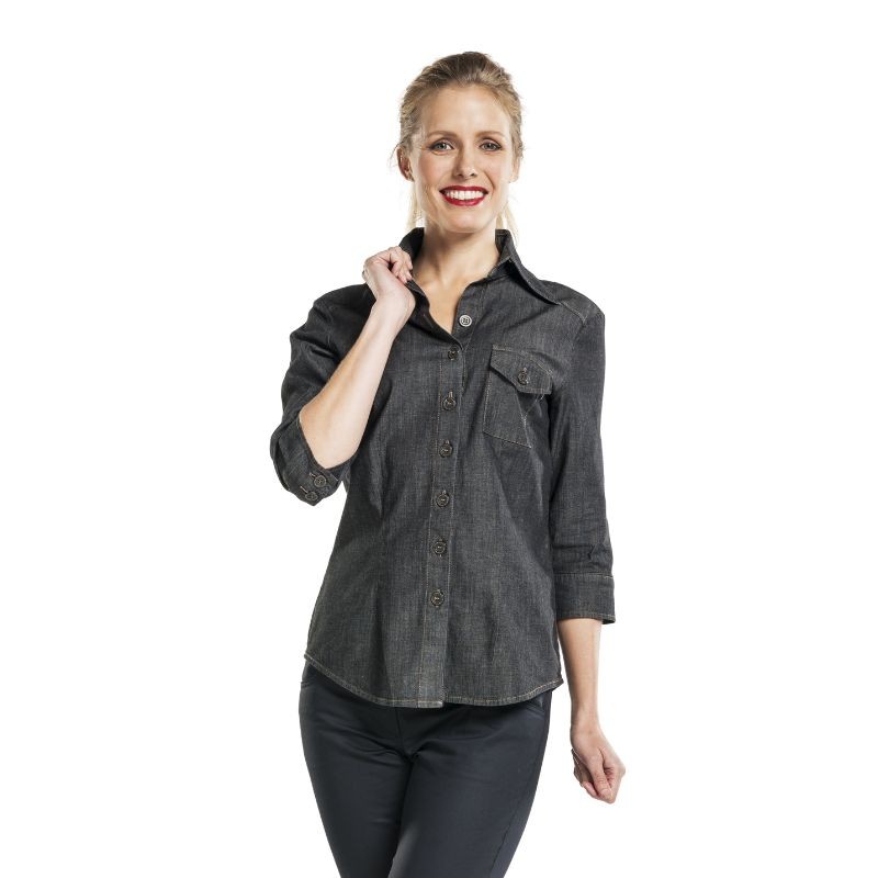 Chemise de travail femme en denim couleur anthracite