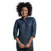 Chemisier de Service Manches 3/4 Bleu Denim - CHAUD DEVANT