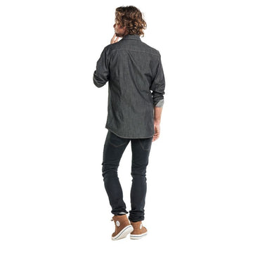 Chemise de travail service / hôtellerie gris anthracite stretch