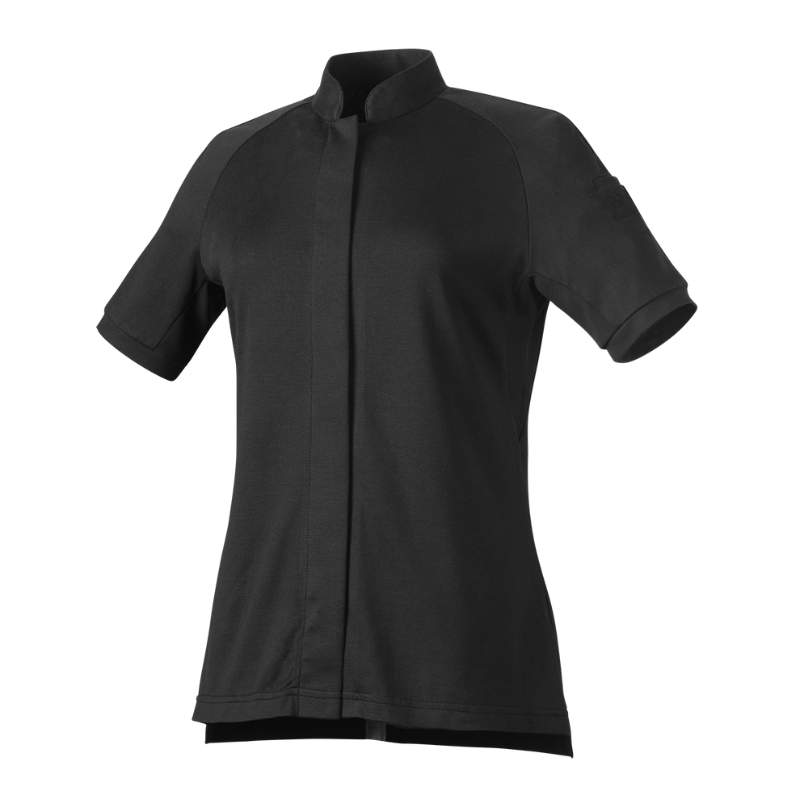Veste de cuisine professionnelle noire manche courte femme