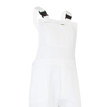 Zoom salopette de travail blanche, poche avec fermeture zip