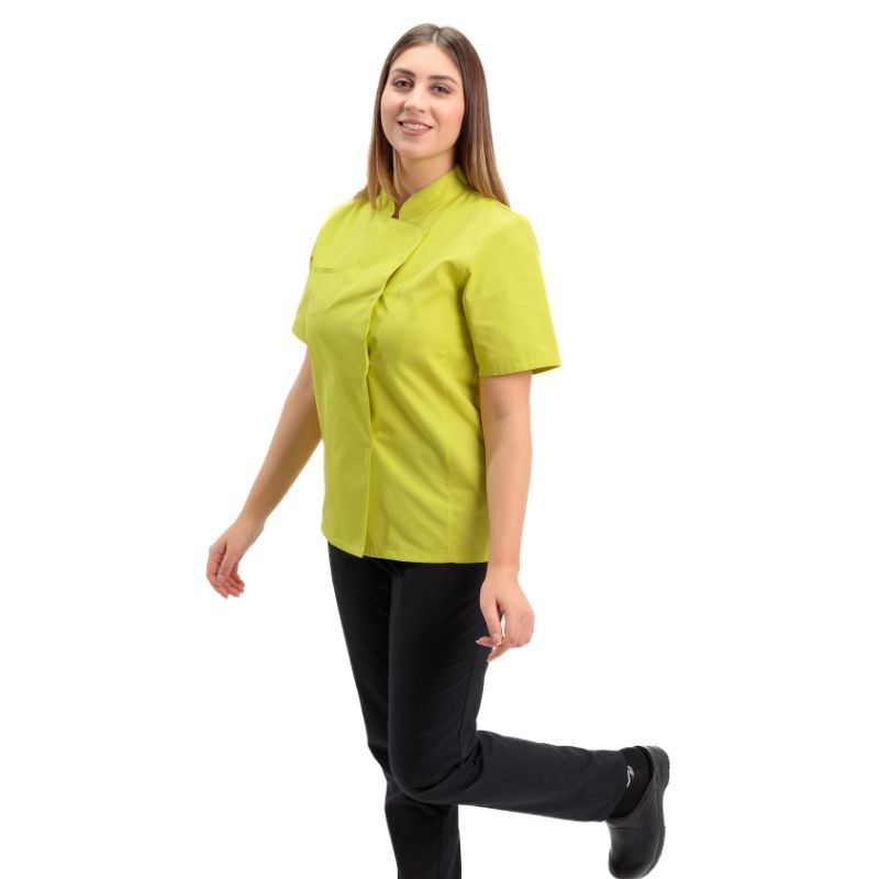 Veste de cuisine femme Californie anis et pantalon noir