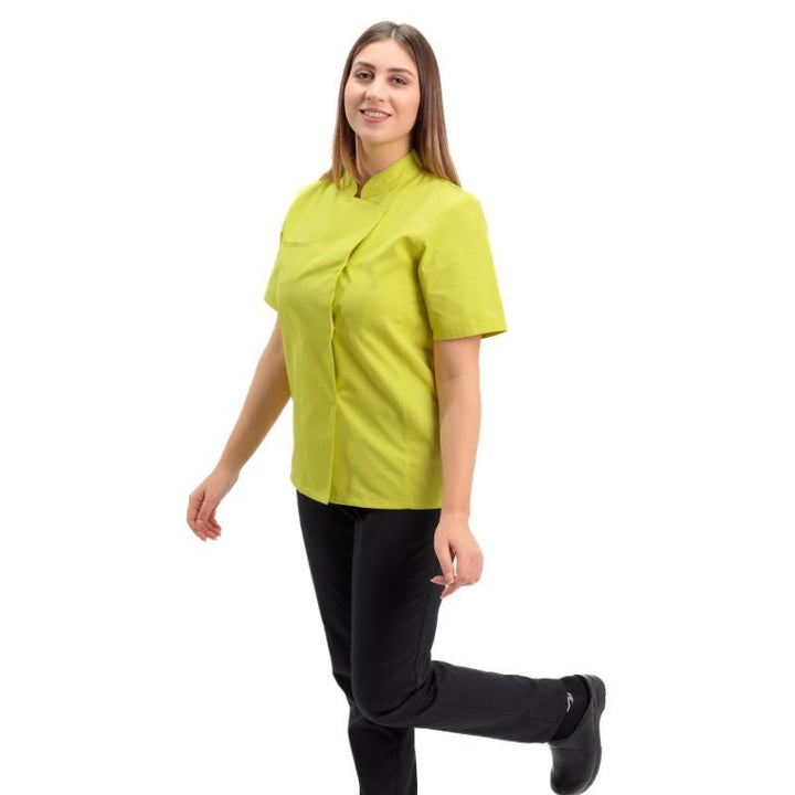 Veste de cuisine femme Californie anis et pantalon noir