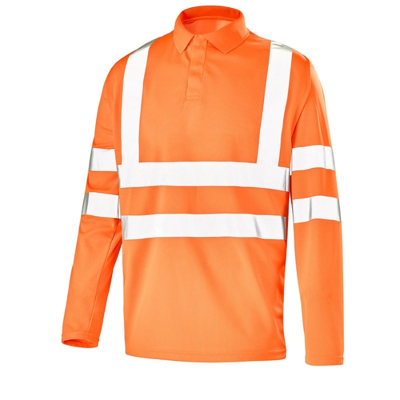 Polo orange fluo manches longues - Cepovett