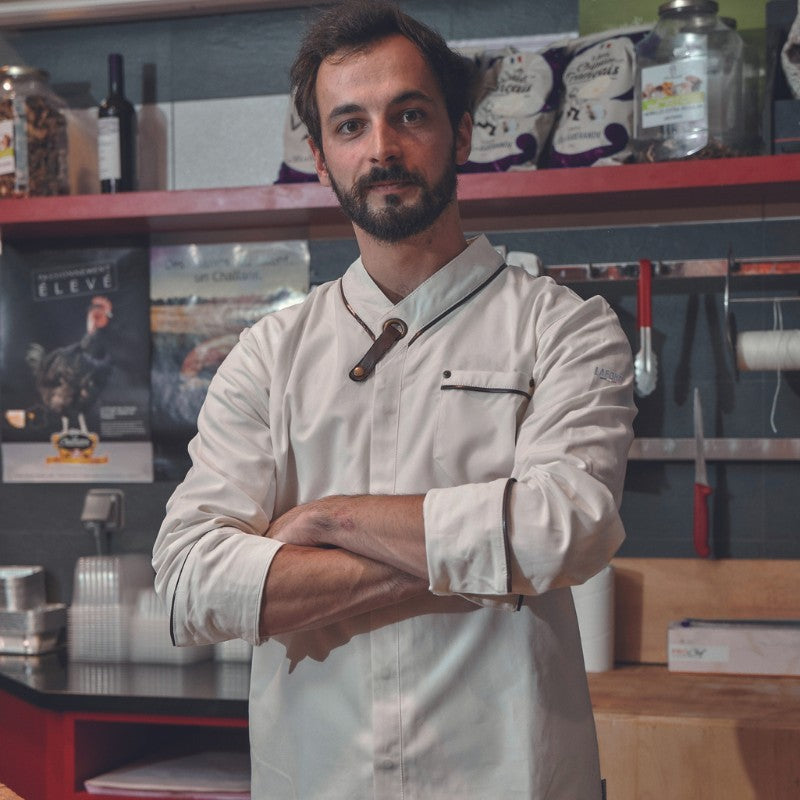 Veste de Cuisine Navarre Homme Manches Longues Bi Matière écru -