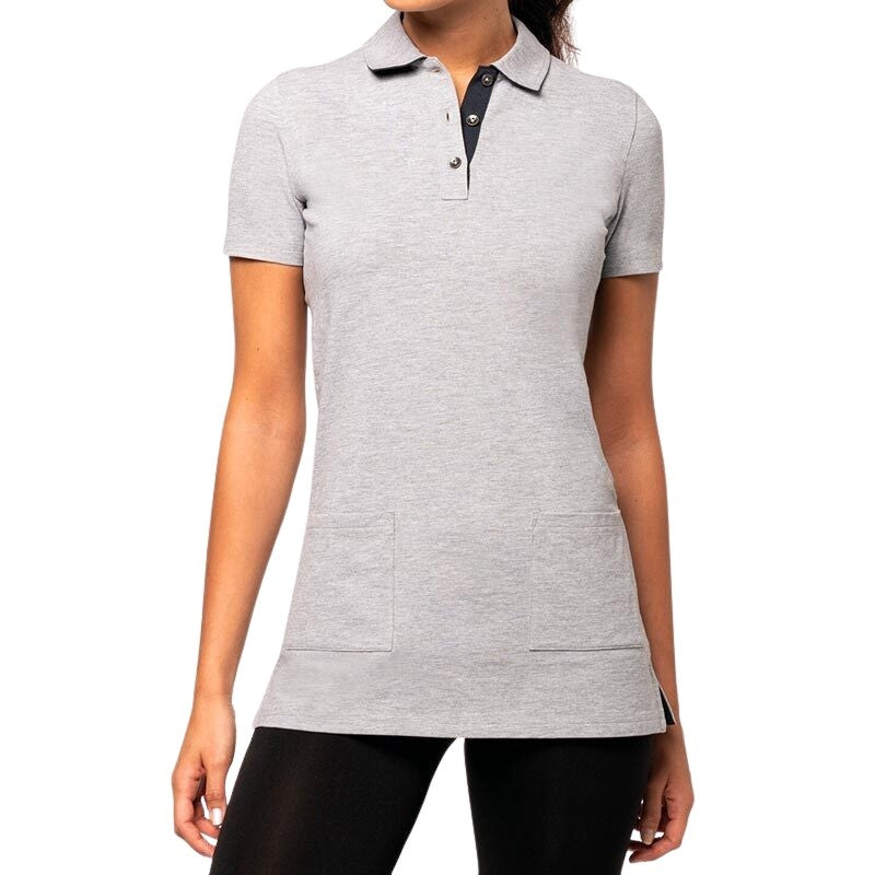 polo long gris porté