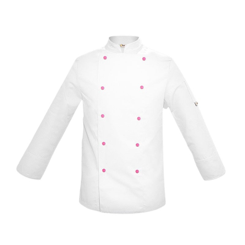 Veste de cuisine enfant blanche boutons rose - MANELLI
