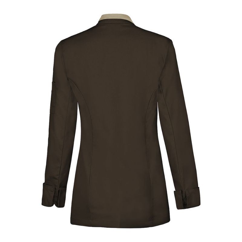 Veste de Cuisine Femme Saffron Manches Longues Marron Beige