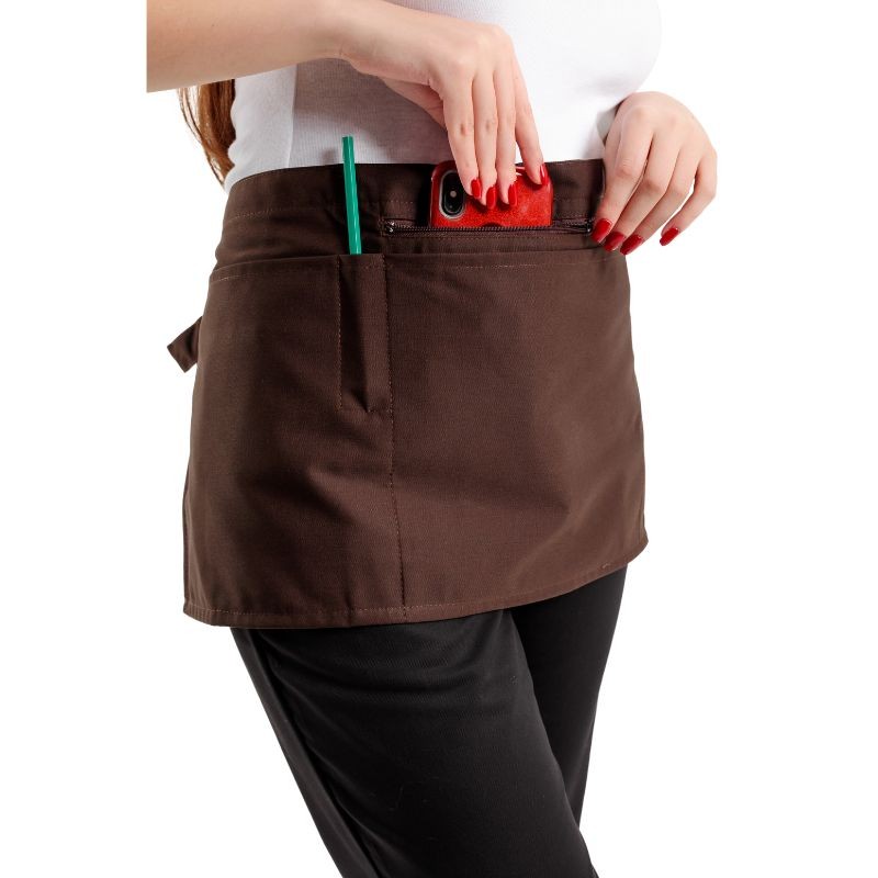 Tablier Barman À Pohe Zipée Marron - MANELLI