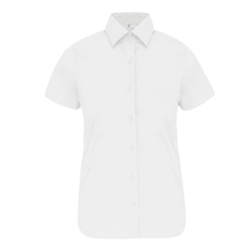 Chemise Femme Manches Courtes Coton / Élasthanne Blanc - KARIBAN
