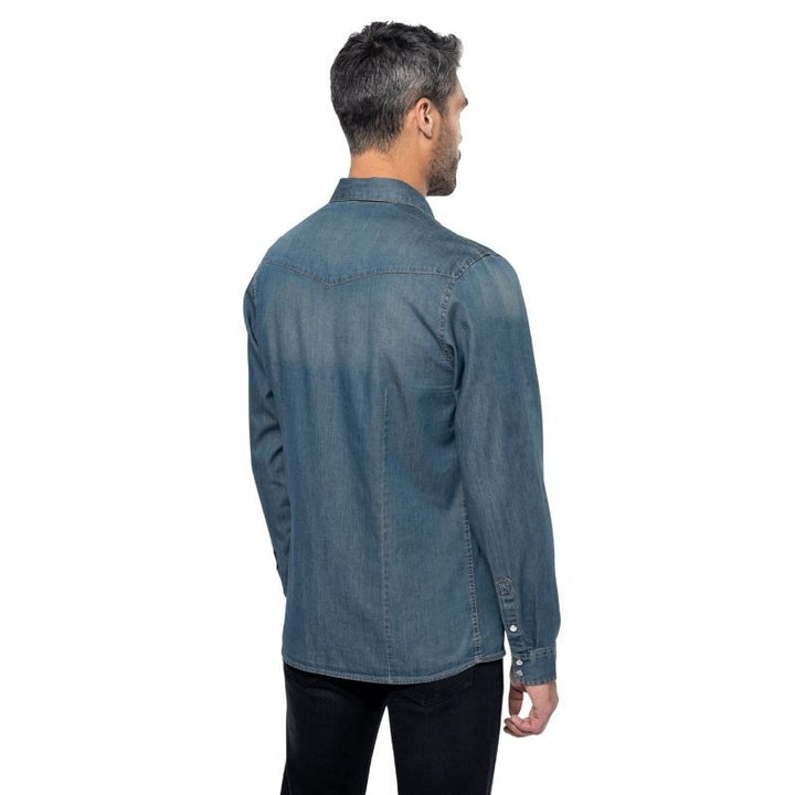 Dos Chemise Denim Homme Manches Longues - KARIBAN