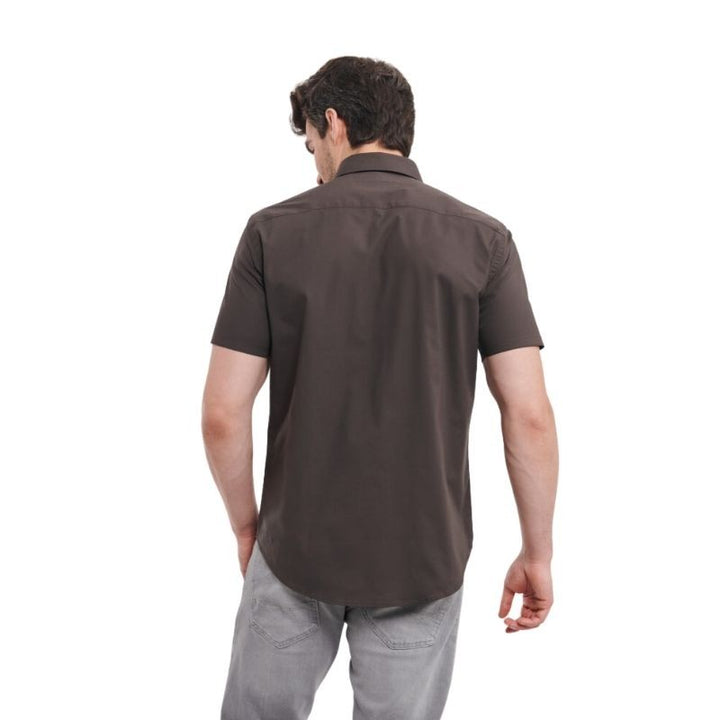 Chemise Fittée Homme Manches Courtes Marron