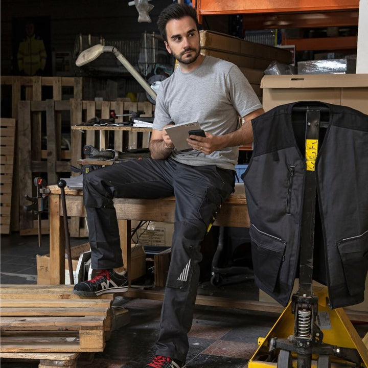 Ambiance Pantalon Homme Bicolore Stretch Gris sombre/Noir - LMA