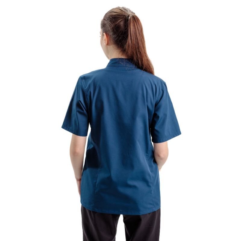 Veste de Cuisine Femme Californie Manches Courtes Bleu Marine -