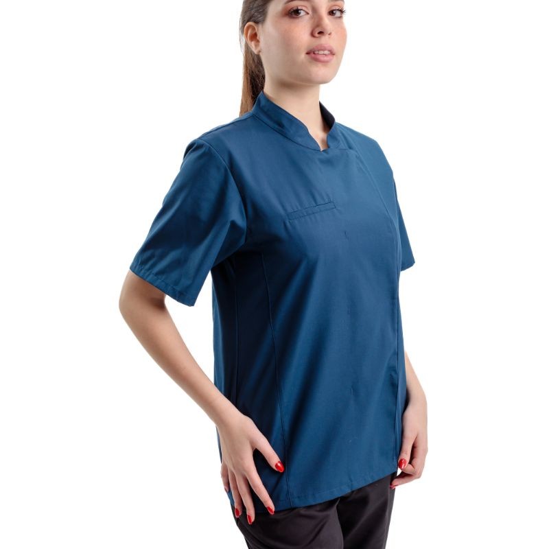Veste de Cuisine Femme Californie Manches Courtes Bleu Marine - MANELLI