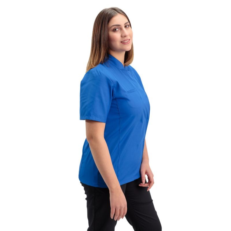 Veste de Cuisine Femme Californie Manches Courtes Bleu Royal -