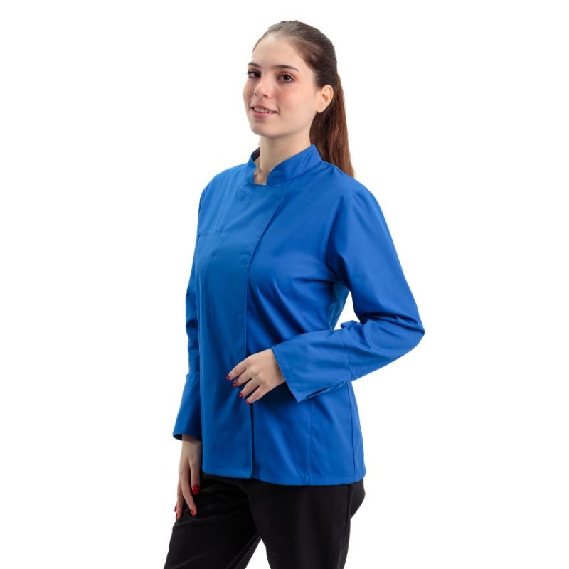 Veste de Cuisine Femme Californie Manches Longues Bleu Royal