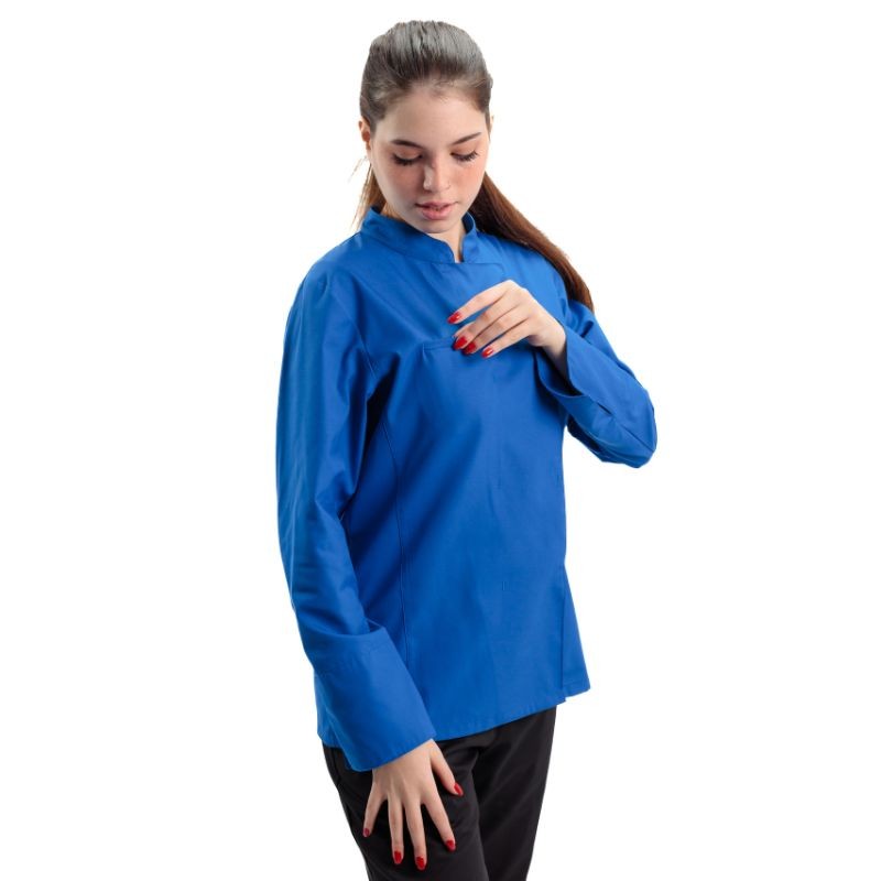 Veste de Cuisine Femme Californie Manches Longues Bleu Royal - MANELLI