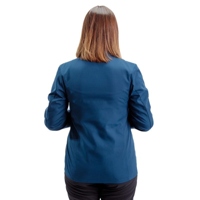 Dos Veste de Cuisine Femme Californie Manches Longues Marine - MANELLI