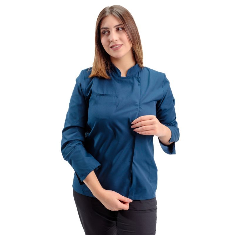 Veste de Cuisine Femme Californie Manches Longues Marine - MANELLI