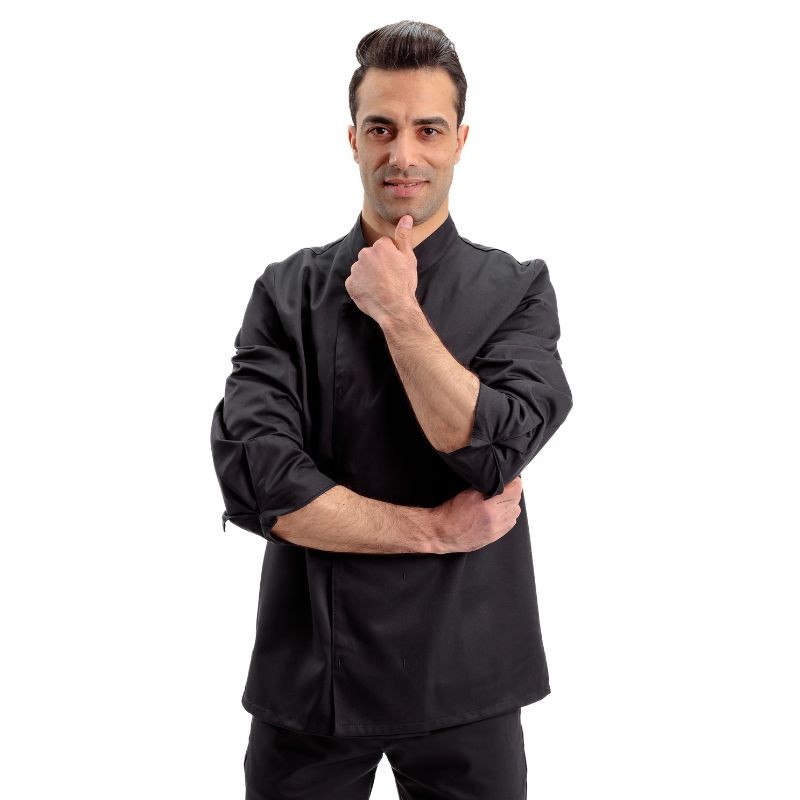 Veste de Cuisine Noire à Manches Longues Texas - MANELLI