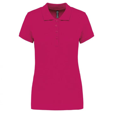 Polo de travail coton manches courtes femme fuschia - KARIBAN