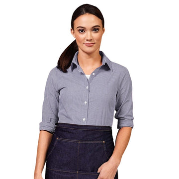 Chemise De Serveuse Femme À Carreaux Bleu Marine "Vichy" - TOPTEX