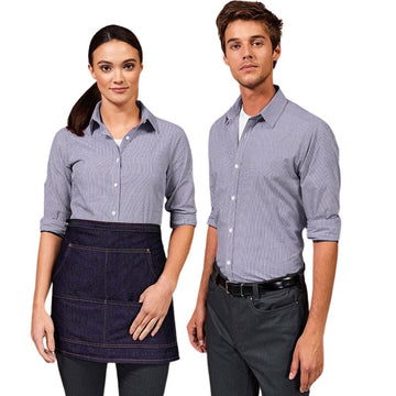 Chemise De Serveuse Femme À Carreaux Bleu Marine "Vichy" - TOPTEX
