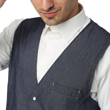 Gilet De Service Jean Denim Homme - MANELLI surpiqûres couleurs