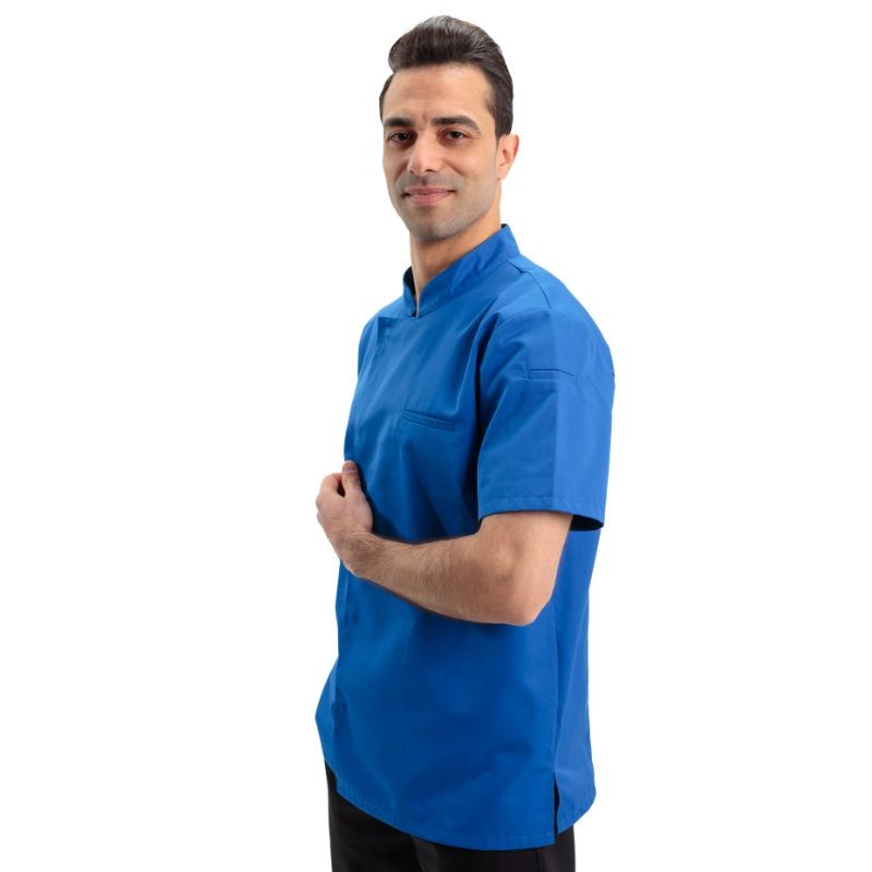 Veste de Cuisine Homme Texas Manches Courtes Bleu Royal - MANELLI