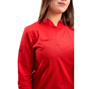 Veste de Cuisine Femme Californie Manches Longues Rouge