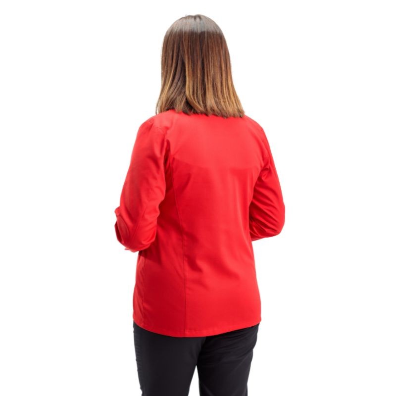Dos Veste de Cuisine Femme Californie Manches Longues Rouge - MANELLI
