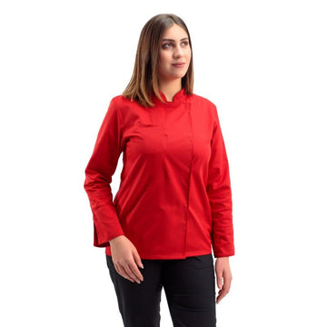 Veste de Cuisine Femme Californie Manches Longues Rouge - MANELLI