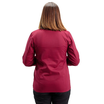 Dos Veste de Cuisine Femme Californie Manches Longues Bordeaux - MANELLI