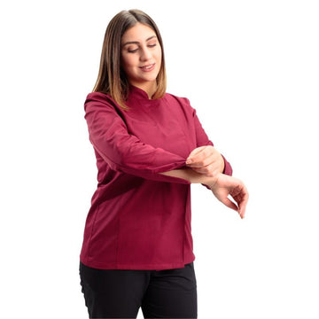 Veste de Cuisine Femme Californie Manches Longues Bordeaux - MANELLI