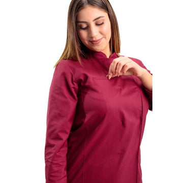 Veste de Cuisine Femme Californie Manches Longues Bordeaux