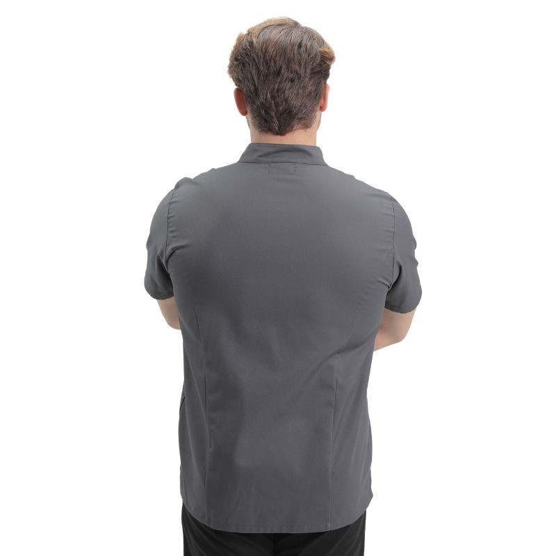 Dos Veste de Cuisine Homme Texas Manches Courtes Gris