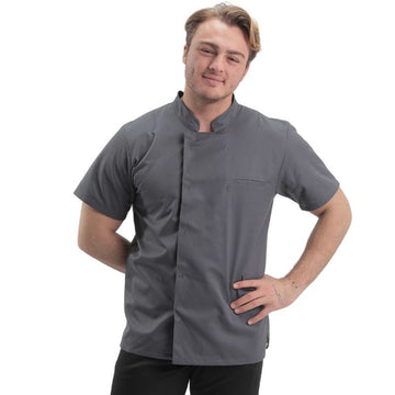 Veste de Cuisine Homme Texas Manches Courtes Gris - MANELLI