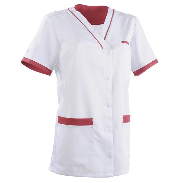 Tunique médicale 2ALE blanc & rose cassis