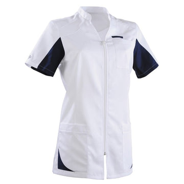 Blouse médicale femme 2SAN blanc & bleu marine manche courte promo