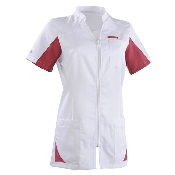 Blouse médicale 2SAN blanc & rose cassis femme pas cher