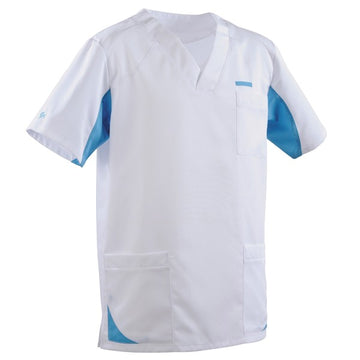 Tunique médicale homme 2SAH blanc & bleu ciel